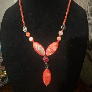 Statement Coral & Shell Beaded Necklace